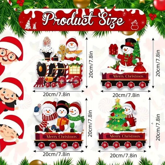 4pcs Festive Outdoor Christmas Train Acrylic Decorations Holiday and Festive - Picture 3 of 3